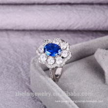 China Supplier New Arrival Women Jewelry Flower Shape Sapphire Ring